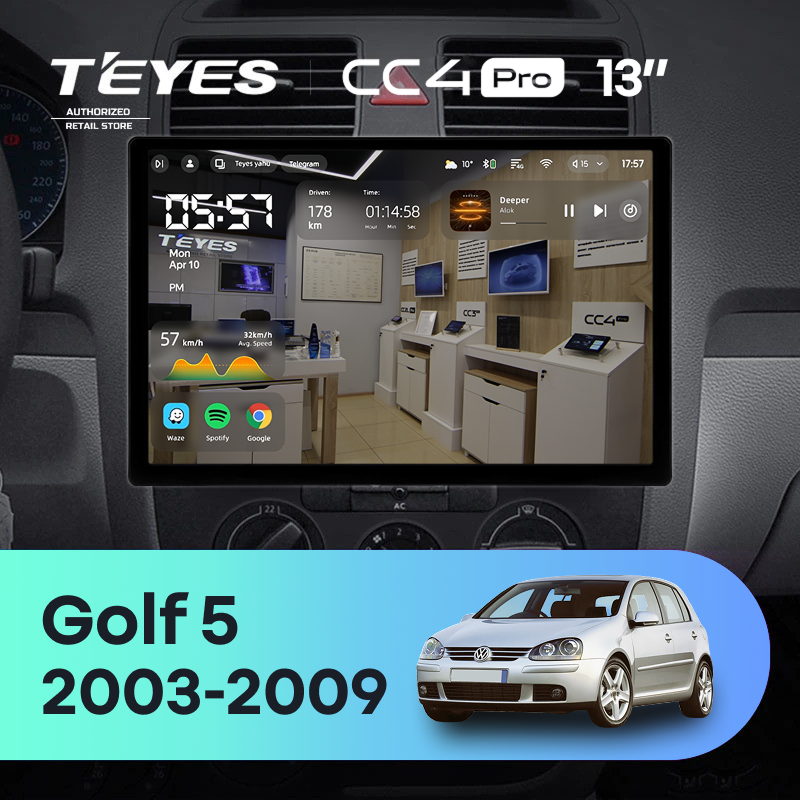 Штатная магнитола Teyes CC4 Pro 12/256 Volkswagen Golf 5 (2003-2009) F2 (13&quot;)