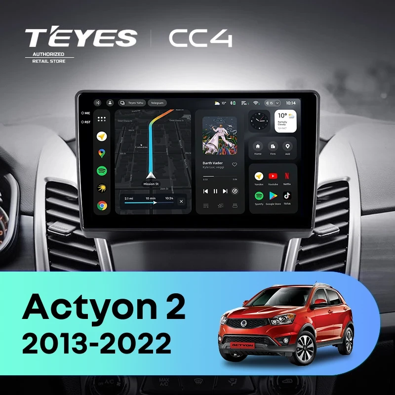 Штатная магнитола Teyes CC4 8/128 SsangYong Actyon 2 (2013-2022) (0din)
