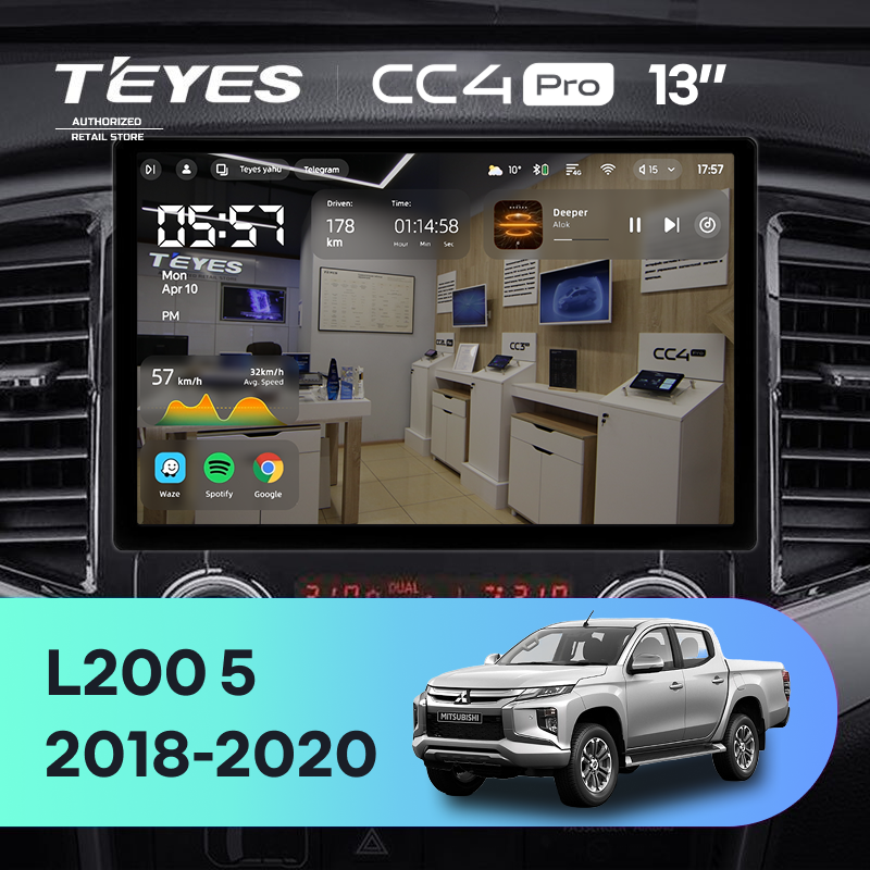Штатная магнитола Teyes CC4 Pro 8/128 Mitsubishi L200 5 (2018-2020) F1 (13&quot;)