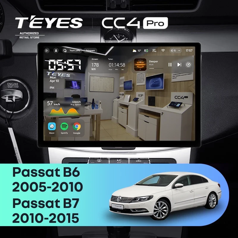Штатная магнитола Teyes CC4 Pro 8/128 Volkswagen Passat B6 (2005-2010) (13")