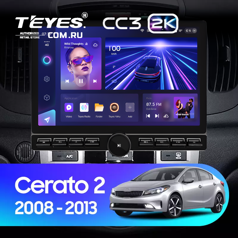 Штатная магнитола Teyes CC3 2K 6/128 Kia Cerato 2 TD (2008-2013) F1 (13&quot; с кнопками)
