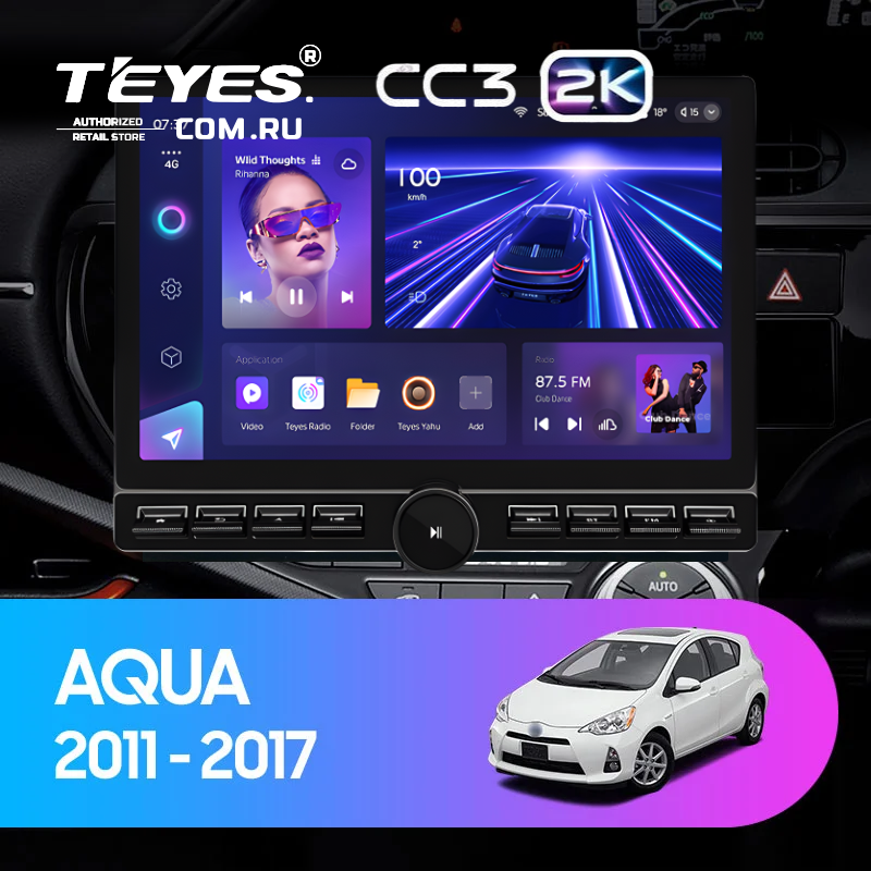 Штатная магнитола Teyes CC3 2K 6/128 Toyota Aqua (2011-2017) Правый руль (13&quot; с кнопками)