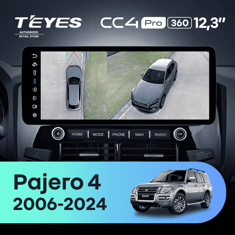 Штатная магнитола Teyes CC4 Pro 12.3" 360 12/256 Mitsubishi Pajero 4 V80 V90 (2006-2024) Тип-C