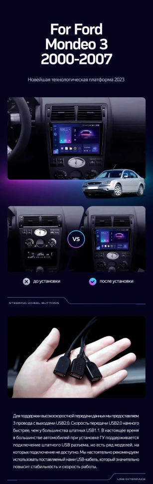 Штатная магнитола Teyes CC3 2K 360 6/128 Ford Mondeo 3 (2000-2007) F1