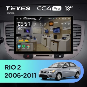 Штатная магнитола Teyes CC4 Pro 12/256 Kia Rio 2 (2005-2011) F1 (13")