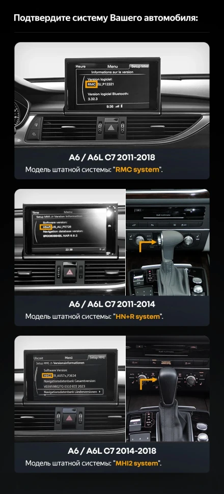 Переходная рамка Audi A6 C7 4 A7 4G A6L (MHI2 System) (2014-2018) (12,3")