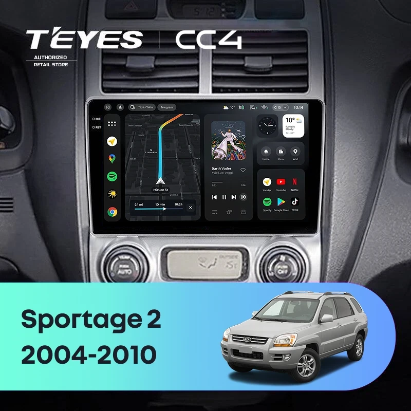 Штатная магнитола Teyes CC4 Pro 12/256 Kia Sportage 2 (2004-2010) F1 (11")