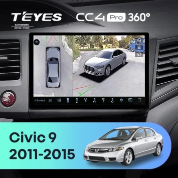 Штатная магнитола Teyes CC4 Pro 360 12/256 Honda Civic 9 FB FK FD (2011-2015) (11")