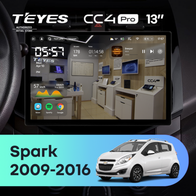 Штатная магнитола Teyes CC4 Pro 8/128 Chevrolet Spark M300 (2009-2016) F1 (13&quot;)