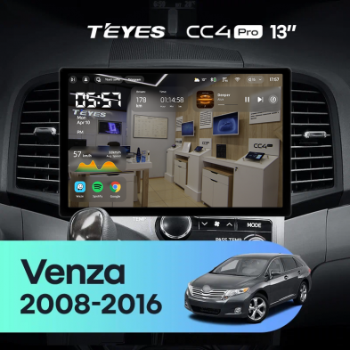 Штатная магнитола Teyes CC4 Pro 8/128 Toyota Venza (2008-2016) (13&quot;)