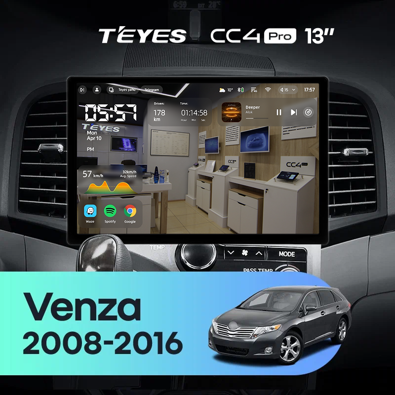 Штатная магнитола Teyes CC4 Pro 8/128 Toyota Venza (2008-2016) (13&quot;)
