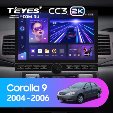 Штатная магнитола Teyes CC3 2K 6/128 Toyota Corolla 9 E120 (2004-2006) (13&quot; с кнопками)
