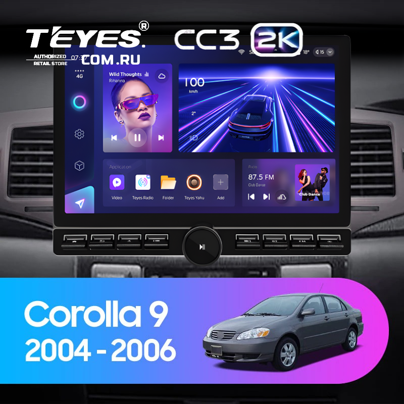 Штатная магнитола Teyes CC3 2K 6/128 Toyota Corolla 9 E120 (2004-2006) (13&quot; с кнопками)