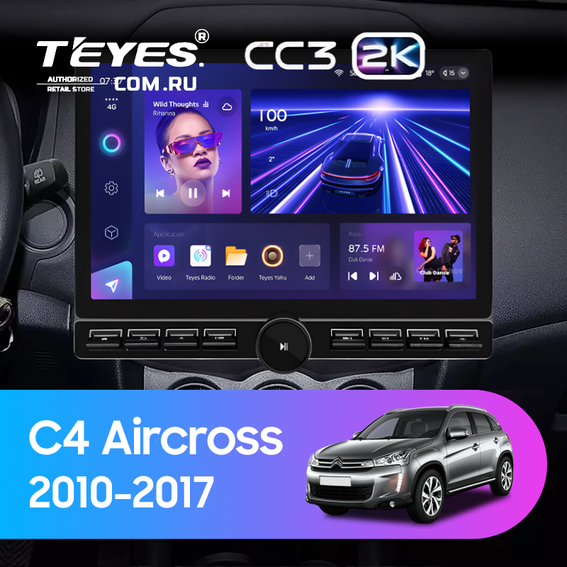 Штатная магнитола Teyes CC3 2K 6/128 Citroen C4 Aircross (2010-2017) Тип-A (13&quot; с кнопками)
