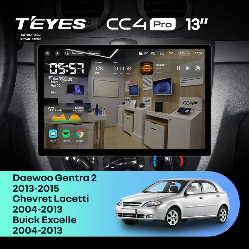 Штатная магнитола Teyes CC4 Pro 12/256 Chevrolet Lacetti J200 (2004-2013) F1 Тип-A (13")