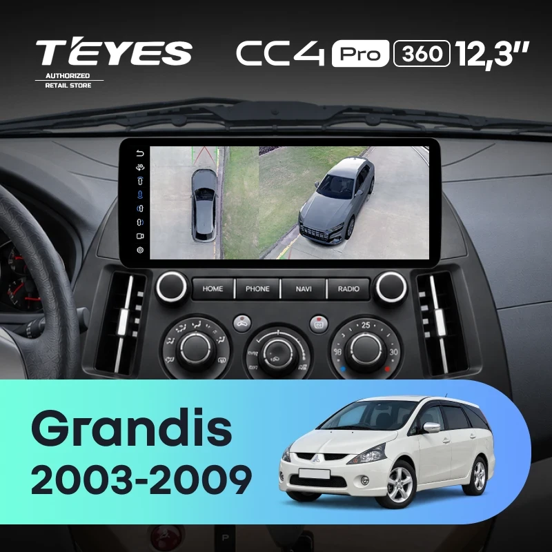 Штатная магнитола Teyes CC4 Pro 12.3" 360 8/128 Mitsubishi Grandis 1 (2003-2009) (авто с кондиционером)